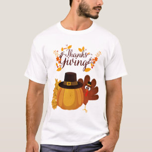Thanksgiving Turkey & Pumpkin T‑Shirt T-Shirt