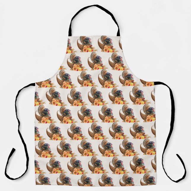 Thanksgiving Turkey Pumpkins Apron (Front)