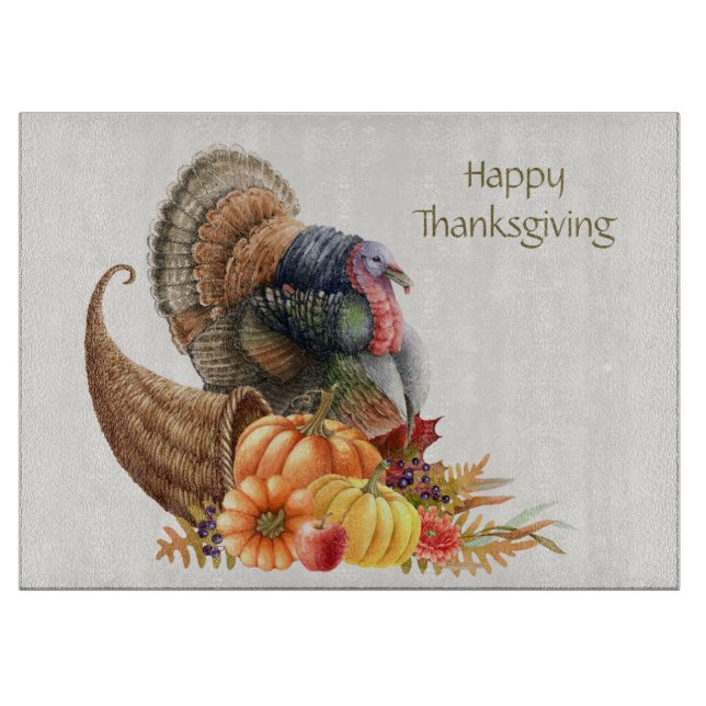 Thanksgiving Turkey Pumpkins Cutting Board (Front)