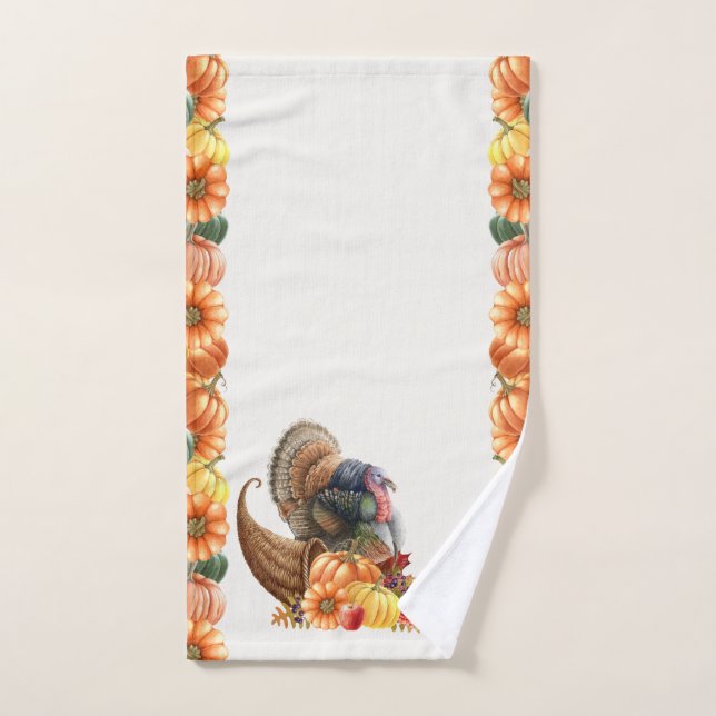 Thanksgiving Turkey Pumpkins Hand Towel (Hand Towel)
