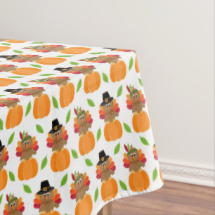Thanksgiving Turkey Pumpkins Tablecloth