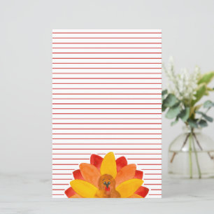 Thanksgiving Turkey Red Lined Stationery Paper