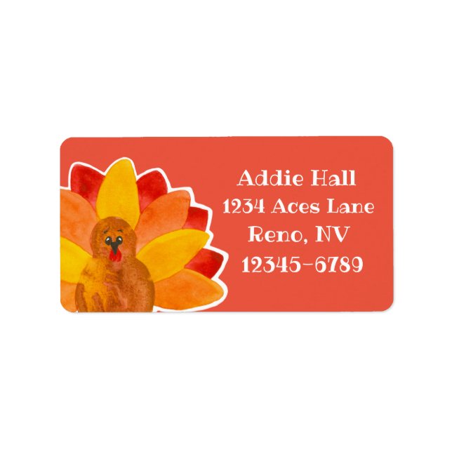Thanksgiving Turkey Red Return Address Label (Front)