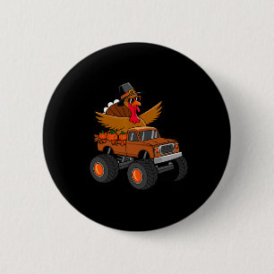 Thanksgiving Turkey Riding Monster Truck 6 Cm Round Badge