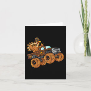 Thanksgiving Turkey Riding Monster Truck Boys Kids Card