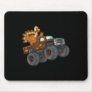 Thanksgiving Turkey Riding Monster Truck Boys Kids Mouse Mat