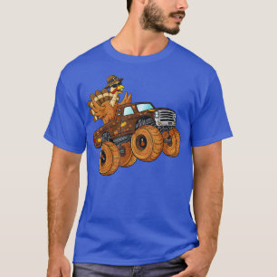 Thanksgiving Turkey Riding Monster Truck Boys Kids T-Shirt
