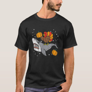 Thanksgiving Turkey Riding Shark Boys Kids Toddle T-Shirt