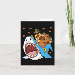 Thanksgiving Turkey Riding Shark Fun Toddler Boys Card