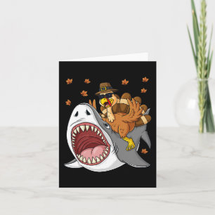 Thanksgiving Turkey Riding Shark Fun Toddler Boys  Card