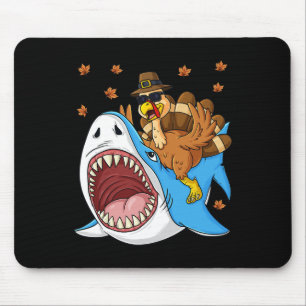 Thanksgiving Turkey Riding Shark Fun Toddler Boys Mouse Mat
