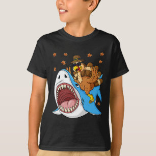 Thanksgiving Turkey Riding Shark Fun Toddler Boys T-Shirt