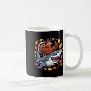Thanksgiving Turkey Riding Shark Funny Autumn Boys Coffee Mug