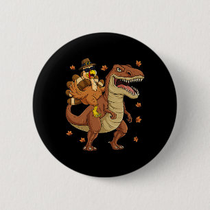 Thanksgiving Turkey Riding T Rex Dinosaur Toddler  6 Cm Round Badge