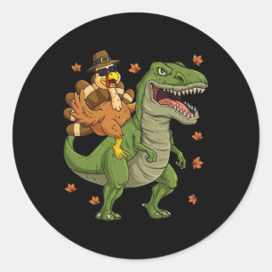 Thanksgiving Turkey Riding T Rex Dinosaur Toddler  Classic Round Sticker