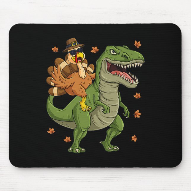 Thanksgiving Turkey Riding T Rex Dinosaur Toddler  Mouse Mat (Front)