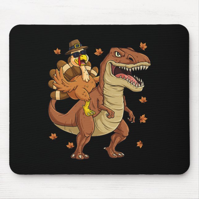 Thanksgiving Turkey Riding T Rex Dinosaur Toddler  Mouse Mat (Front)