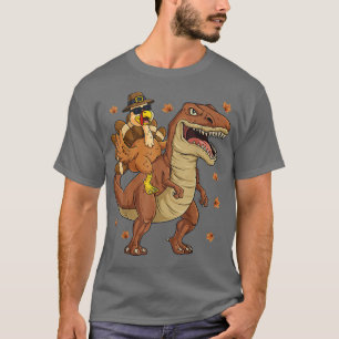 Thanksgiving Turkey Riding T Rex Dinosaur Toddler T-Shirt