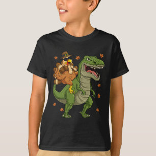 Thanksgiving Turkey Riding T Rex Dinosaur Toddler T-Shirt