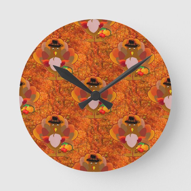 thanksgiving turkey round clock (Front)