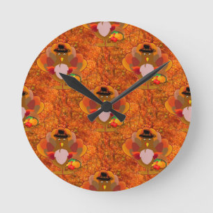 thanksgiving turkey round clock