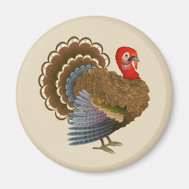 Thanksgiving Turkey round magnet (Front)