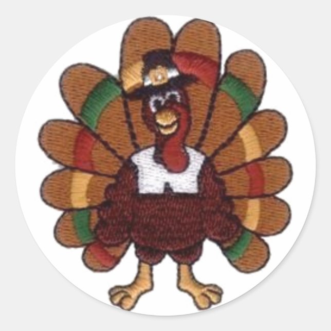 Thanksgiving Turkey Round Stickers (Front)