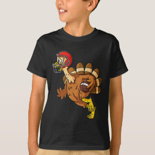 Thanksgiving Turkey Running Back Football Boys Kid T-Shirt