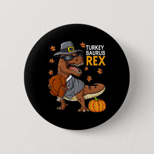 Thanksgiving Turkey Saurus T Rex Pilgrim Dinosaur  6 Cm Round Badge