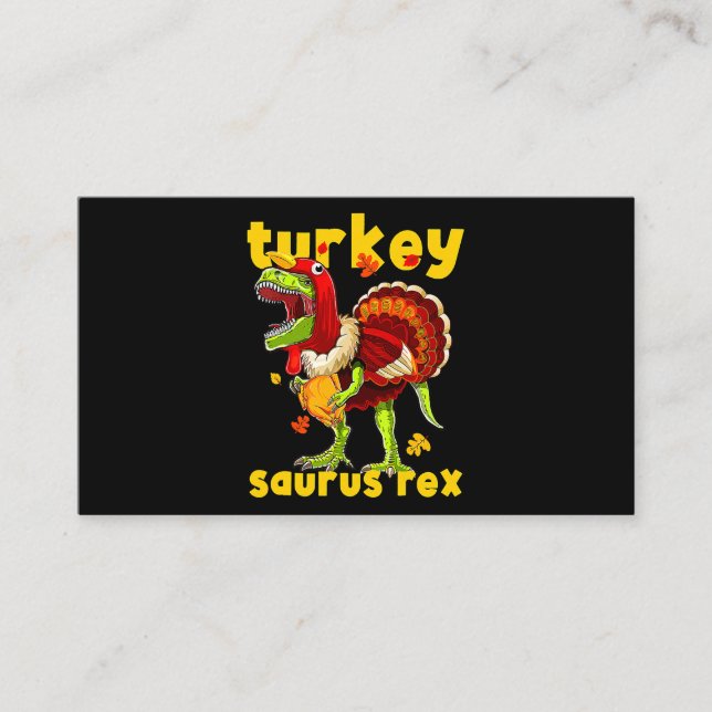 Thanksgiving Turkey Saurus T Rex Pilgrim Dinosaur  Business Card (Front)