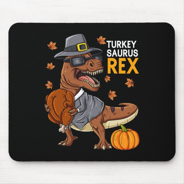 Thanksgiving Turkey Saurus T Rex Pilgrim Dinosaur  Mouse Mat (Front)