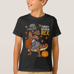 Thanksgiving Turkey Saurus T Rex Pilgrim Dinosaur T-Shirt