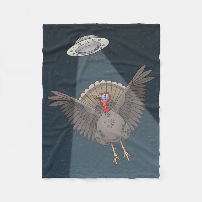 Thanksgiving Turkey Saved By Aliens Fleece Blanket (Front)