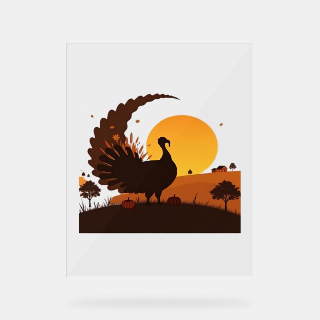 Thanksgiving Turkey Silhouette – Sunset Harvest Sc Acrylic Sign (Front)