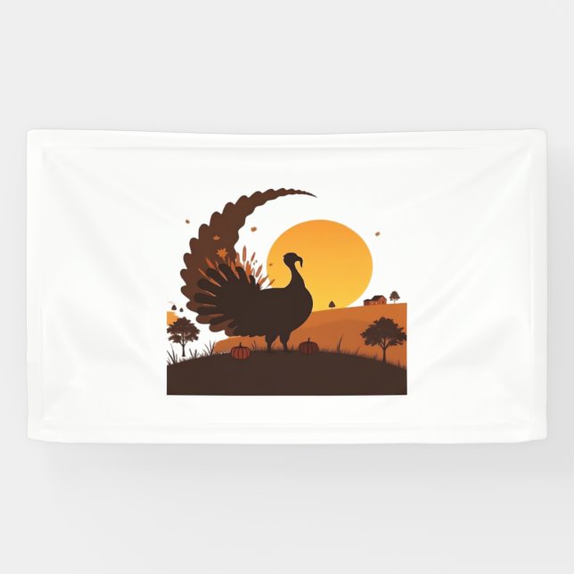 Thanksgiving Turkey Silhouette – Sunset Harvest Sc Banner (Horizontal)