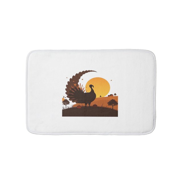 Thanksgiving Turkey Silhouette – Sunset Harvest Sc Bath Mat (Front)