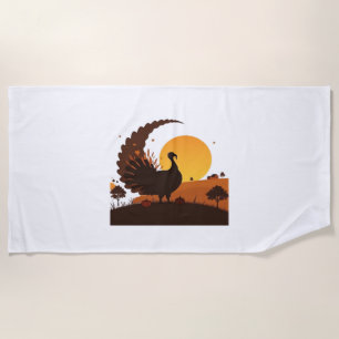 Thanksgiving Turkey Silhouette – Sunset Harvest Sc Beach Towel