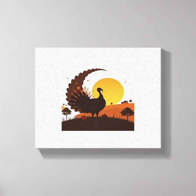Thanksgiving Turkey Silhouette – Sunset Harvest Sc Canvas Print (Front)