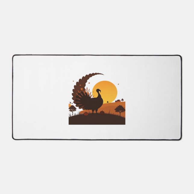 Thanksgiving Turkey Silhouette – Sunset Harvest Sc Desk Mat (Front)