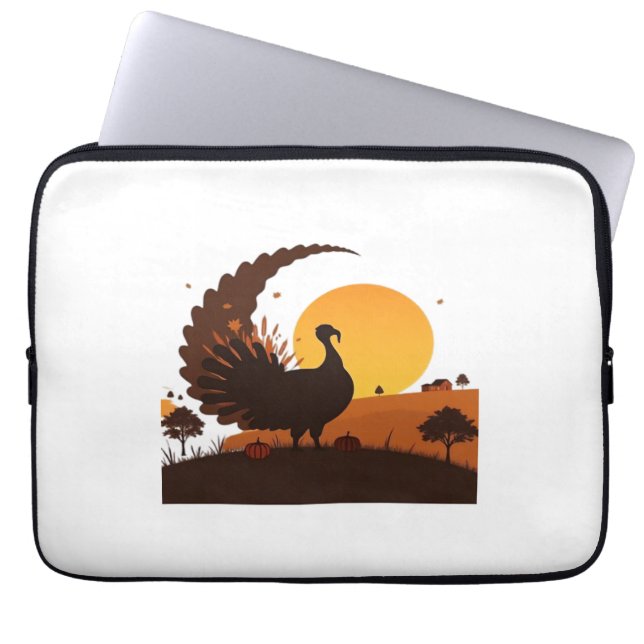 Thanksgiving Turkey Silhouette – Sunset Harvest Sc Laptop Sleeve (Front)