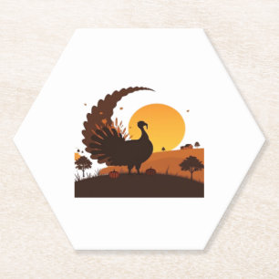 Thanksgiving Turkey Silhouette – Sunset Harvest Sc Paper Coaster