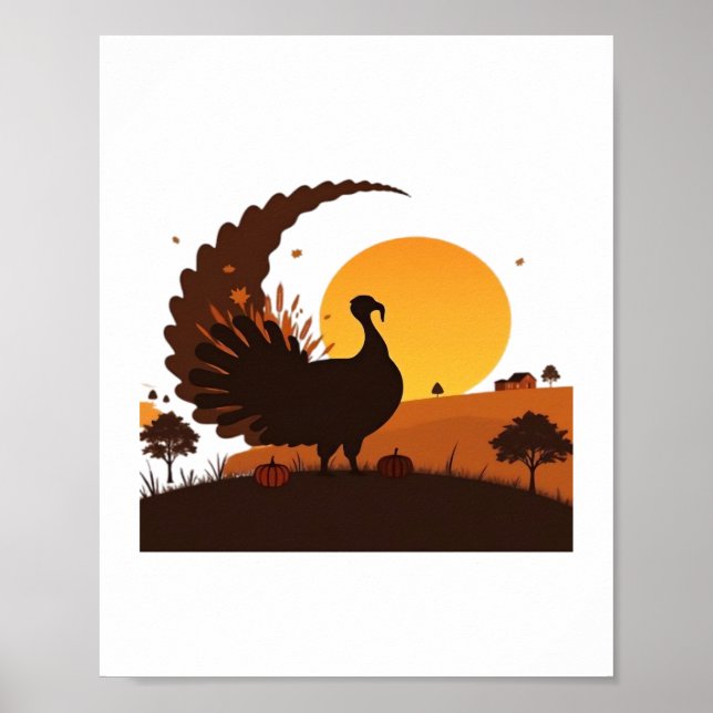 Thanksgiving Turkey Silhouette – Sunset Harvest Sc Poster (Front)