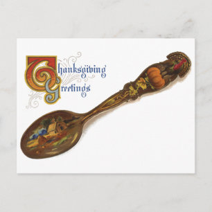 Thanksgiving Turkey Spoon Holiday Postcard