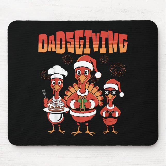 Thanksgiving Turkey Squad Dancing Dad Mom Kid Happ Mouse Mat (Front)