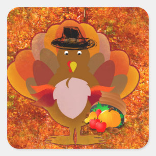 thanksgiving turkey square sticker