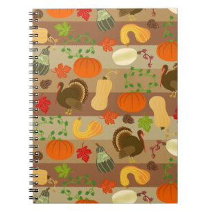 Thanksgiving Turkey Squash Autumn Harvest Pattern Notebook