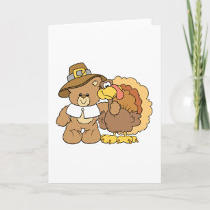 thanksgiving turkey teddy bear design holiday card