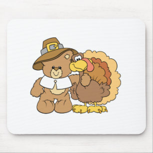 thanksgiving turkey teddy bear design mouse mat