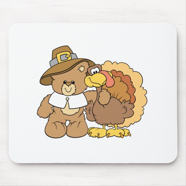 thanksgiving turkey teddy bear design mouse mat (Front)
