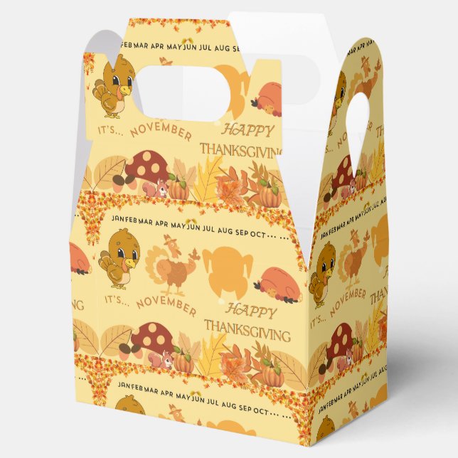 Thanksgiving Turkey to Dinner Fun design Favour Box (Opened)